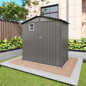 6X 3.6FT Metal Outdoor Storage Shed, Tool Shed with Peaked Roof Watertight with Clear Window and Lockable Door Compact Metal Tool Room for Garden