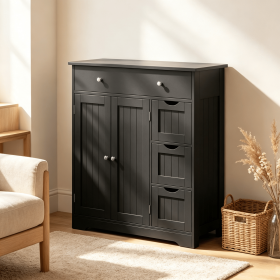 Bathroom Floor Cabinet 4 Drawers 2 Doors with Adjustable Shelf Storage Organizer for Bathrooms