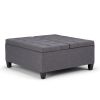 Harrison 36 inch Wide Coffee Table Storage Ottoman in Slate Grey Linen Look Fabric