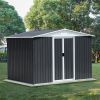 8x6 Feet Apex Roof Dark Grey Aluminum Alloy Frame Garden Shed With Sliding Door