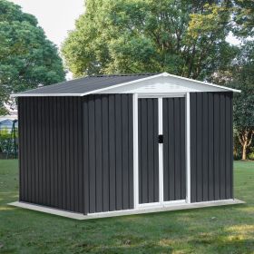 8x6 Feet Apex Roof Dark Grey Aluminum Alloy Frame Garden Shed With Sliding Door