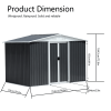 8x6 Feet Apex Roof Dark Grey Aluminum Alloy Frame Garden Shed With Sliding Door