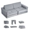 Modular Kids Play Couch, Sectional Toddler Sofa with Armrests, 28D Sponge & Short Pile