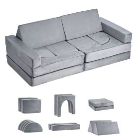 Modular Kids Play Couch, Sectional Toddler Sofa with Armrests, 28D Sponge & Short Pile