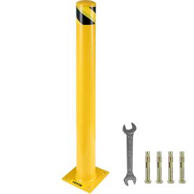 VEVOR 42"x5.5" Safety Bollard, 5-1/2" OD 42" Height Safety Barrier Bollard, Yellow Powder Coat Pipe Steel Safety Barrier, with 4 Free Anchor Bolt