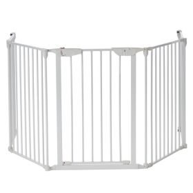 5 Pieces 295.8*74.8*2cm Foldable Fireplace Fence White