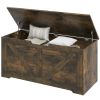 39.4 Inches Storage Chest, Storage Trunk with 2 Safety Hinges, Wooden Box for Living Room, Brown Wood Grain