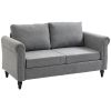 Vintage Loveseat, Upholstered Love Seat Furniture, Chenille-feel Fabric 2 Seater Sofa Couch with Rolled Arms
