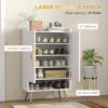 Entryway Shoe Storage Cabinet, Narrow Shoe Cabinet with Adjustable Shelves and Open Shelf for 15 Pairs of Shoes, White