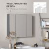 28" x 24" Wall Mounted Mirror Cabinet, Bathroom Medicine Cabinet with Mirror, 3 Doors and Adjustable Shelves, Grey