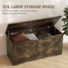 39.4 Inches Storage Chest, Storage Trunk with 2 Safety Hinges, Wooden Box for Living Room, Brown Wood Grain