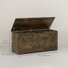 39.4 Inches Storage Chest, Storage Trunk with 2 Safety Hinges, Wooden Box for Living Room, Brown Wood Grain