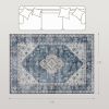 5x7 Area Rug, Vintage Machine Washable Rug, Non-Slip Floor Carpet for Living Room, Bedroom, Dining Room, Blue
