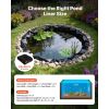 25 x 30 ft Pond Liner, 14 Mil Thickness, 3-Layer Reinforced PE Fish Koi Pond Liner for Outdoor Ponds, with Hemmed Edge and 4 Metal Buttonholes