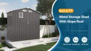 6X 3.6FT Metal Outdoor Storage Shed, Tool Shed with Peaked Roof Watertight with Clear Window and Lockable Door Compact Metal Tool Room for Garden