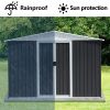 8x6 Feet Apex Roof Dark Grey Aluminum Alloy Frame Garden Shed With Sliding Door