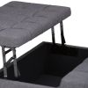 Harrison 36 inch Wide Coffee Table Storage Ottoman in Slate Grey Linen Look Fabric