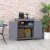 Patio Storage Cabinet, with Galvanized Top and Shelves, Rust Proof, Double-door with Handle, Elevated Feet, for Yard Tool, Grey