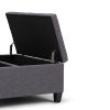 Harrison 36 inch Wide Coffee Table Storage Ottoman in Slate Grey Linen Look Fabric