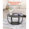Coffee Table, Modern Round Coffee Table, 2 Tiers Wooden Circle Center Desk with Open Storage
