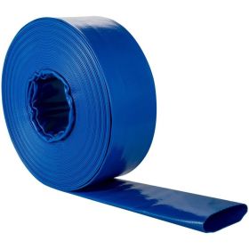 Swimming Pool Backwash Drain Hose PVC Fabric Flat Hose (Color: Blue, size: 3" x 105')